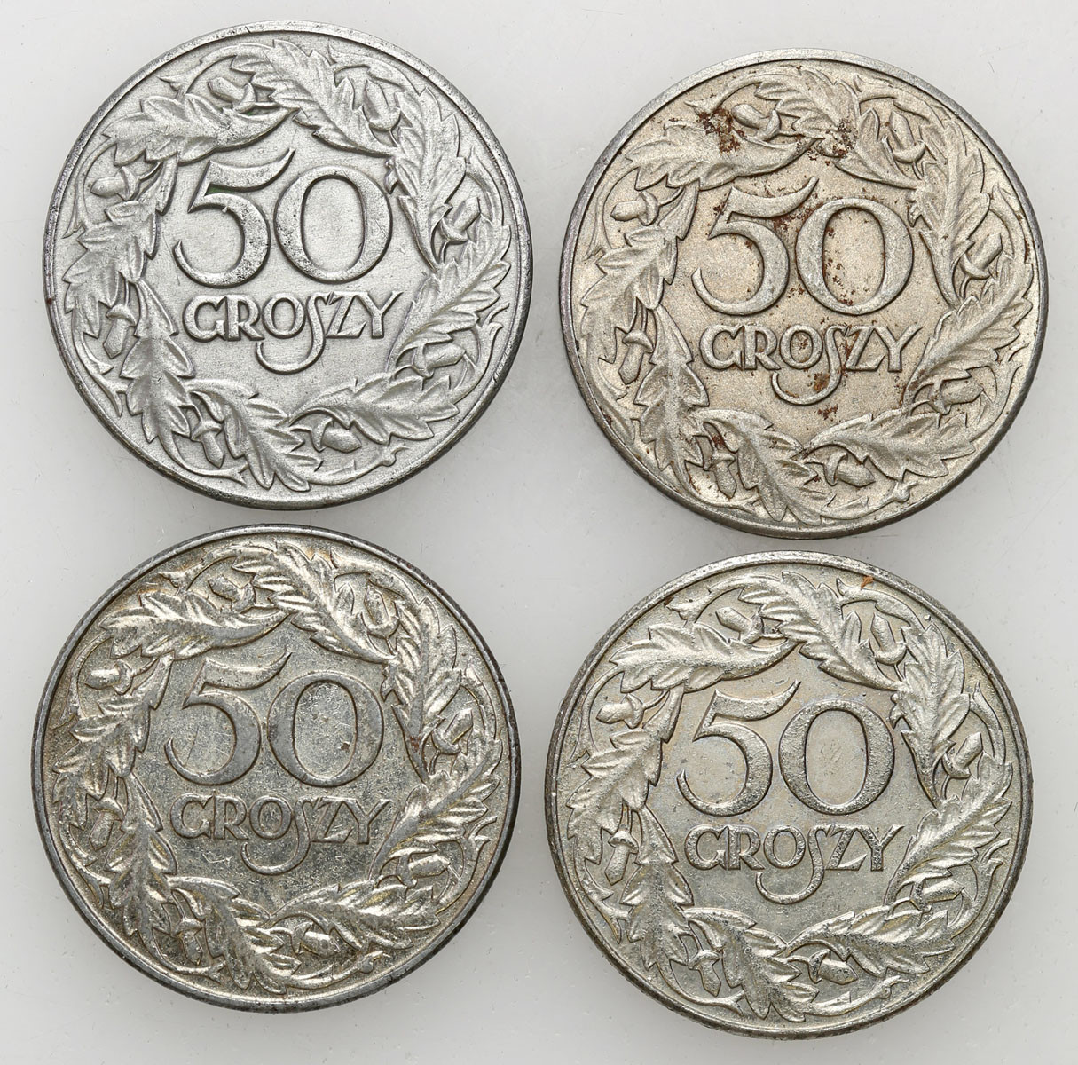 Generalna Gubernia. 50 groszy 1938, zestaw 4 monet